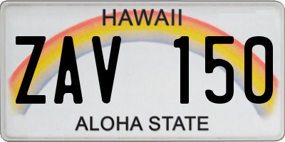 HI license plate ZAV150