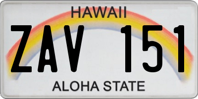 HI license plate ZAV151