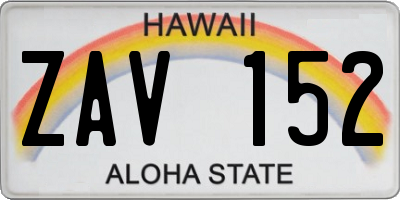 HI license plate ZAV152