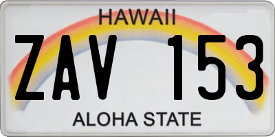 HI license plate ZAV153