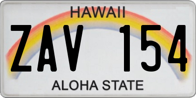 HI license plate ZAV154