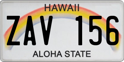 HI license plate ZAV156