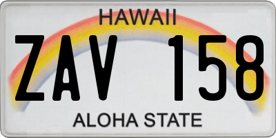 HI license plate ZAV158