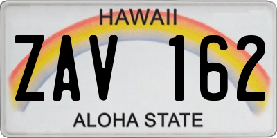 HI license plate ZAV162