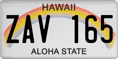 HI license plate ZAV165