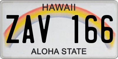 HI license plate ZAV166
