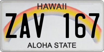 HI license plate ZAV167