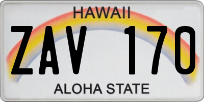 HI license plate ZAV170