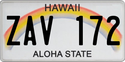 HI license plate ZAV172
