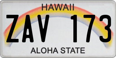 HI license plate ZAV173