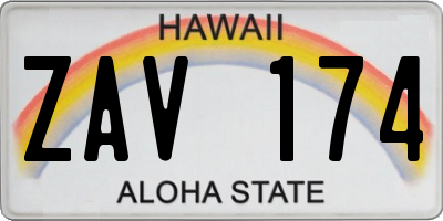 HI license plate ZAV174