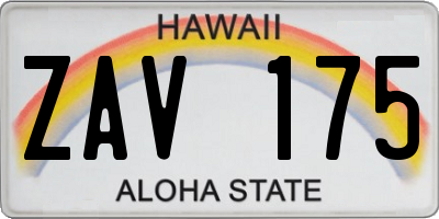 HI license plate ZAV175