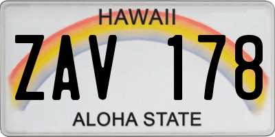 HI license plate ZAV178