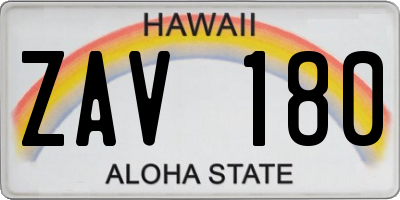 HI license plate ZAV180