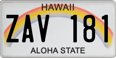 HI license plate ZAV181