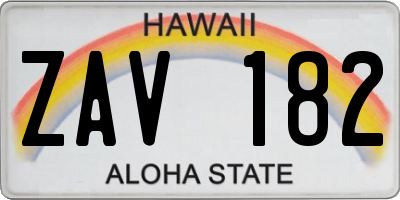 HI license plate ZAV182