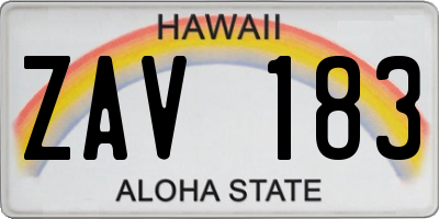 HI license plate ZAV183