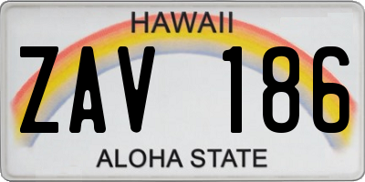 HI license plate ZAV186