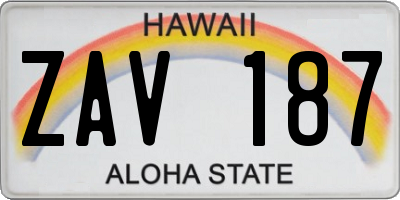 HI license plate ZAV187