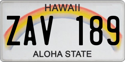 HI license plate ZAV189