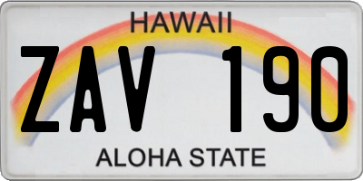 HI license plate ZAV190