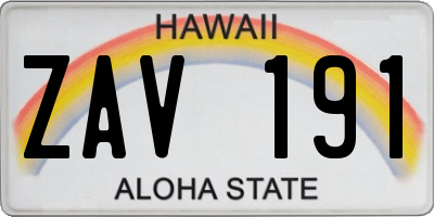 HI license plate ZAV191
