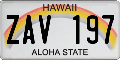 HI license plate ZAV197