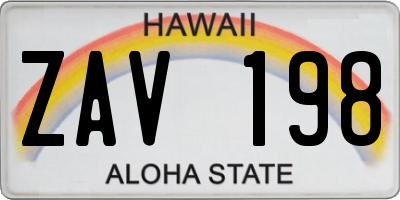 HI license plate ZAV198