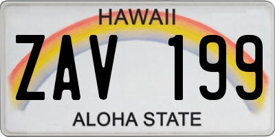 HI license plate ZAV199