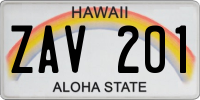 HI license plate ZAV201