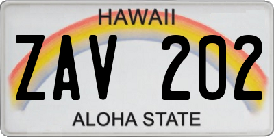 HI license plate ZAV202