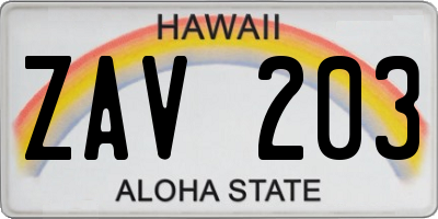 HI license plate ZAV203