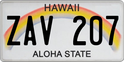 HI license plate ZAV207