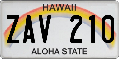 HI license plate ZAV210