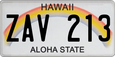 HI license plate ZAV213