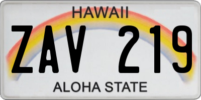 HI license plate ZAV219