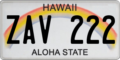 HI license plate ZAV222