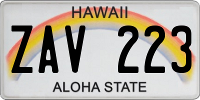 HI license plate ZAV223