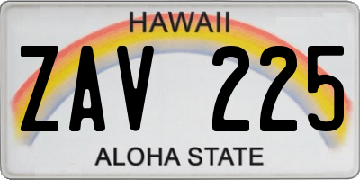 HI license plate ZAV225