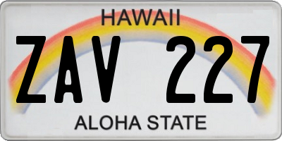 HI license plate ZAV227