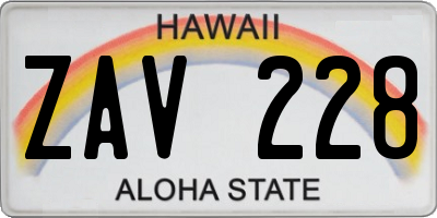 HI license plate ZAV228