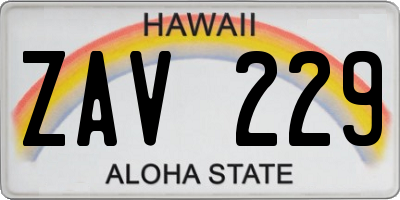 HI license plate ZAV229