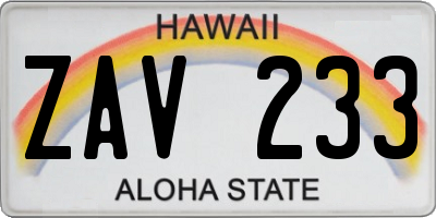 HI license plate ZAV233