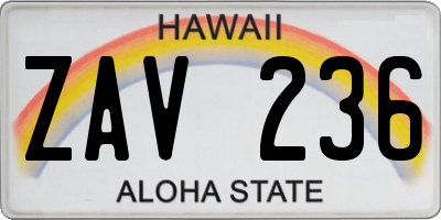 HI license plate ZAV236