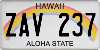 HI license plate ZAV237