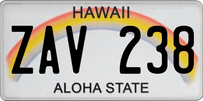 HI license plate ZAV238