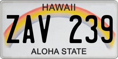 HI license plate ZAV239