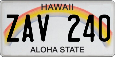 HI license plate ZAV240