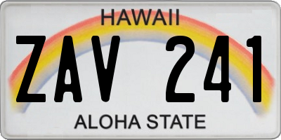 HI license plate ZAV241