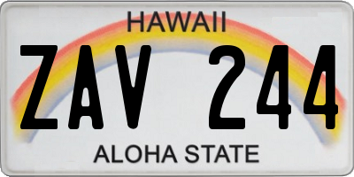 HI license plate ZAV244